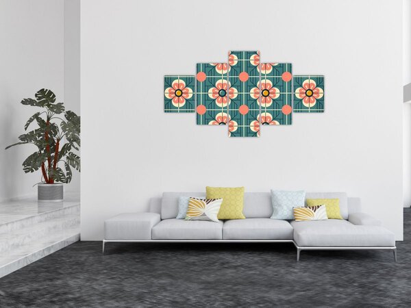 Obraz - Retro vzor s květy (125x70 cm)