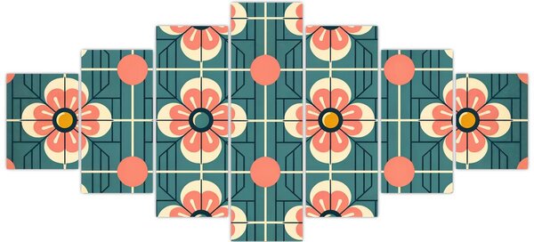 Obraz - Retro vzor s květy (210x100 cm)