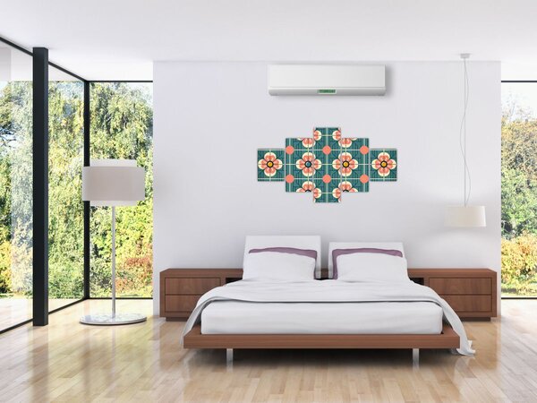 Obraz - Retro vzor s květy (125x70 cm)