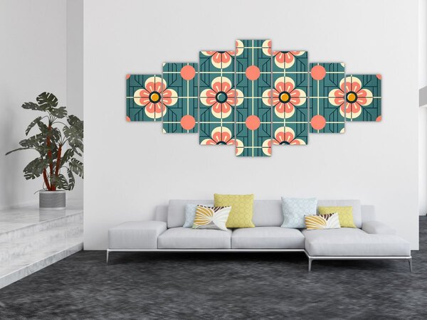 Obraz - Retro vzor s květy (210x100 cm)