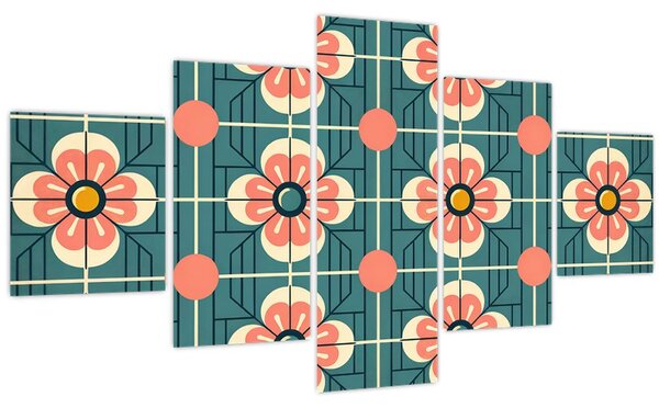 Obraz - Retro vzor s květy (125x70 cm)