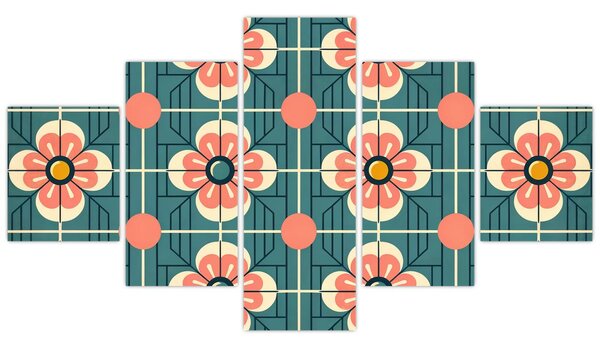 Obraz - Retro vzor s květy (125x70 cm)