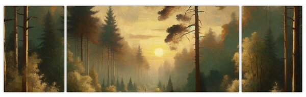 Obraz - Slunce zářící lesem (170x50 cm)