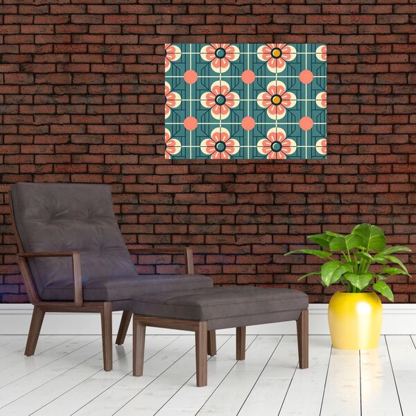 Obraz - Retro vzor s květy (70x50 cm)