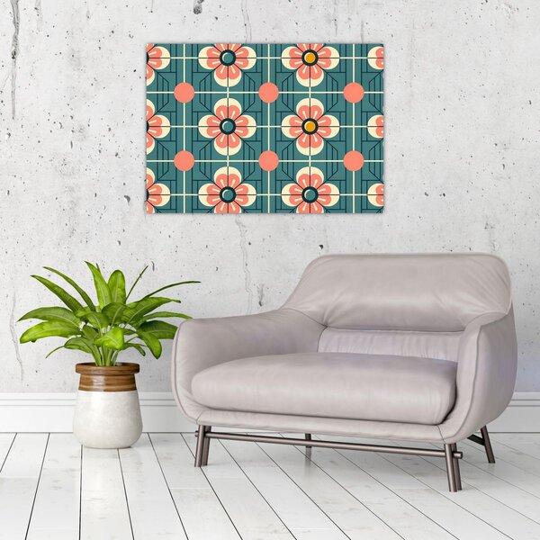 Obraz - Retro vzor s květy (70x50 cm)