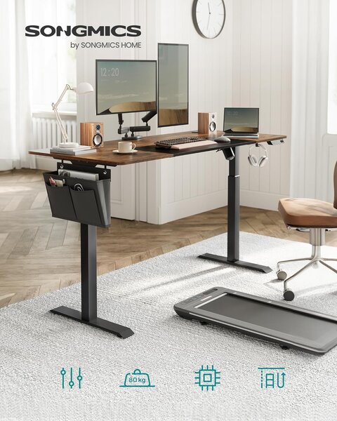 SONGMICS Elektricky nastavitelný psací stůl Vasagle Foral 160 cm hnědo-černý