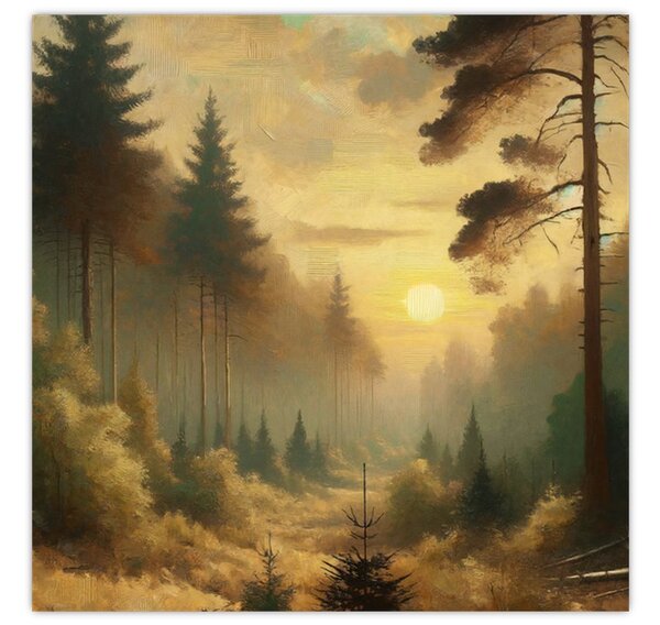 Obraz - Slunce zářící lesem (30x30 cm)