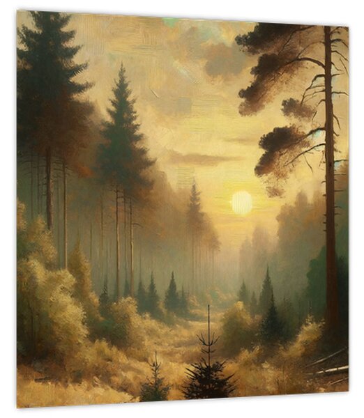 Obraz - Slunce zářící lesem (30x30 cm)