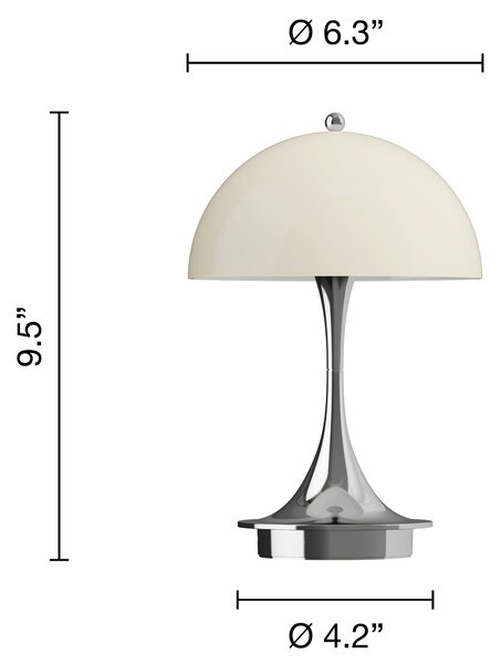 LOUIS POULSEN Přenosná lampa Panthella 160, Chrome opal beige
