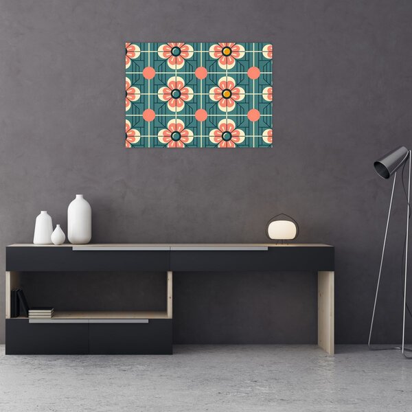 Obraz - Retro vzor s květy (70x50 cm)