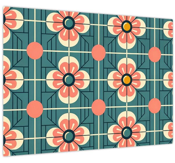 Obraz - Retro vzor s květy (70x50 cm)