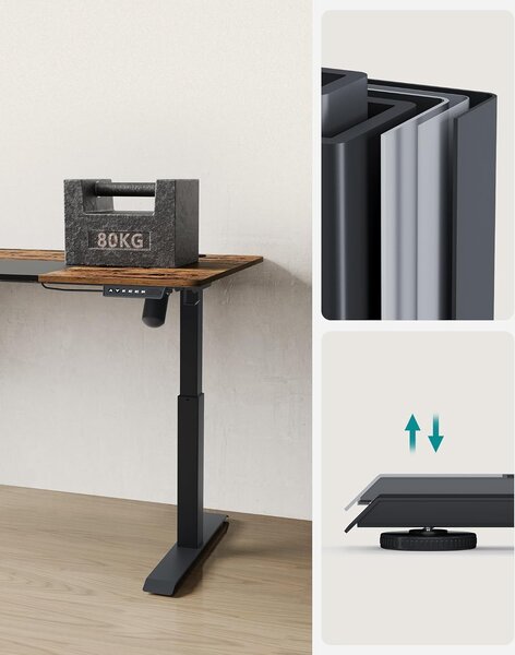 SONGMICS Elektricky nastavitelný psací stůl Vasagle Foral 160 cm hnědo-černý