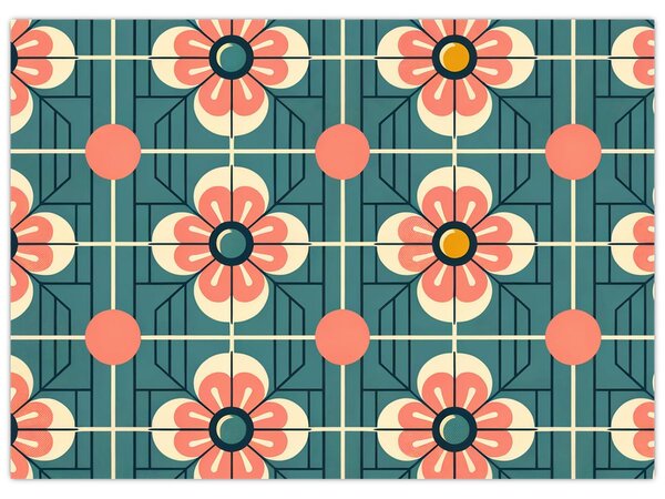 Obraz - Retro vzor s květy (70x50 cm)