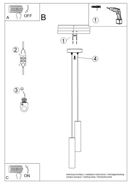 Sollux Lighting Závěsná lampa LAGOS 2P bílá