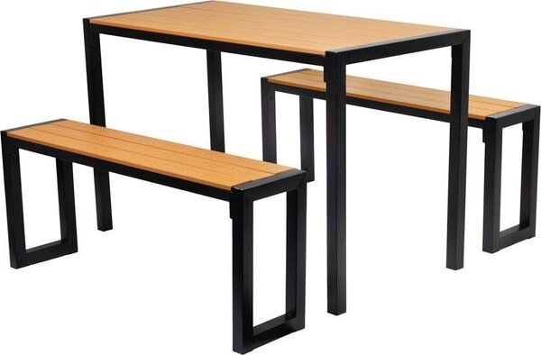 Set GARDIVA záhradný, stôl 118x58x75,5 cm, 2x lavička 108x25x45 cm