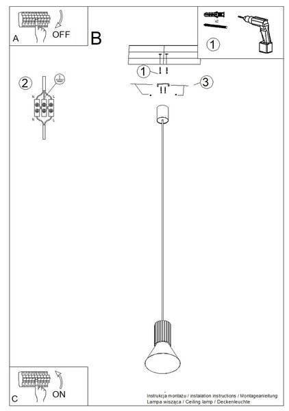 Sollux Lighting Závěsná lampa ESTRIA 1 bílá/ultramarínová