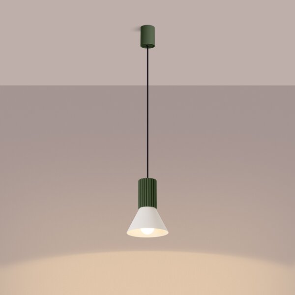 Sollux Lighting Závěsná lampa ESTRIA 1 béžová/olivově zelená