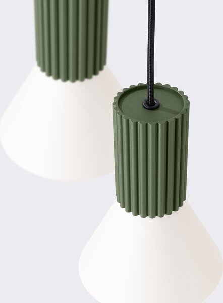 Sollux Lighting Závěsná lampa ESTRIA 3P béžová/olivově zelená