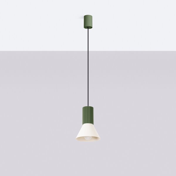 Sollux Lighting Závěsná lampa ESTRIA 1 béžová/olivově zelená
