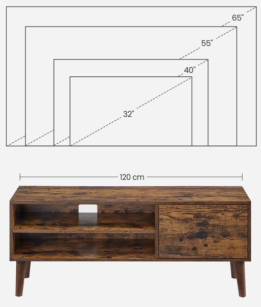 SONGMICS TV stolek VASAGLE DALLIE 120 cm hnědý