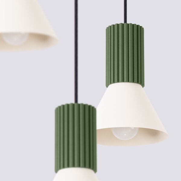 Sollux Lighting Závěsná lampa ESTRIA 3P béžová/olivově zelená