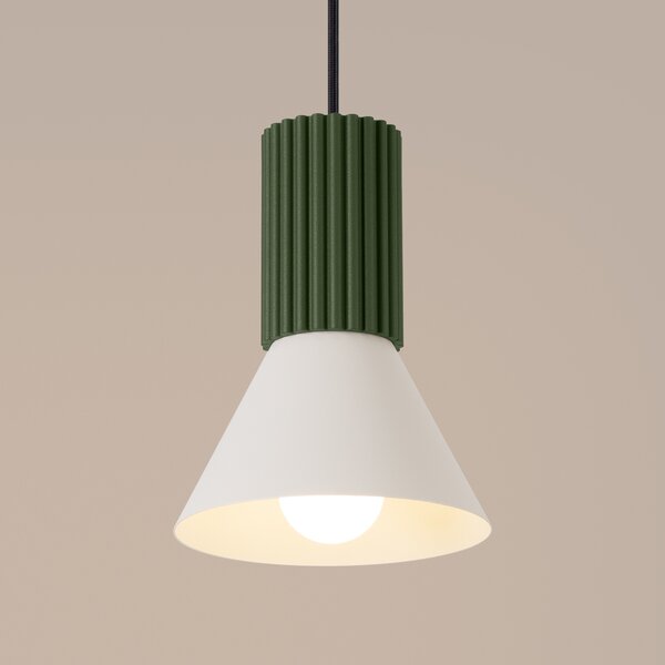Sollux Lighting Závěsná lampa ESTRIA 1 béžová/olivově zelená
