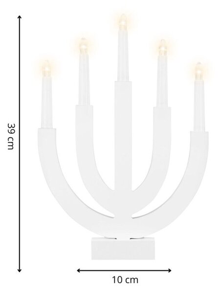 LED vánoční svícen - 5 svíček 30cm 2xAA teplá bílá