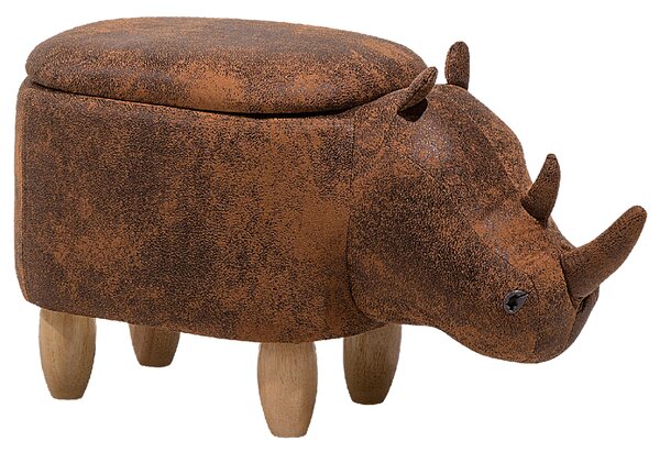 Zvířecí stolička s úložným prostorem RHINO Umělá kůže Světle hnědá Nosorožec