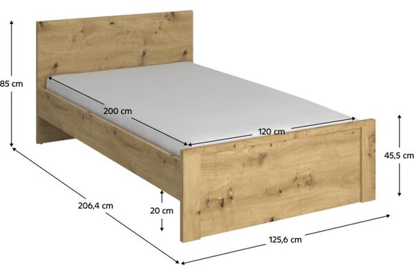 Kondela Postel AIRON 120x200, dub artisan
