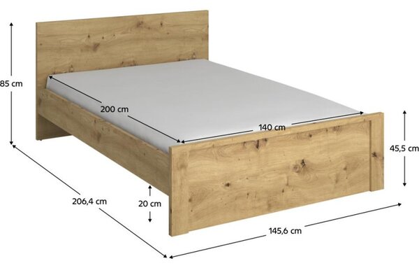 Kondela Postel, 140x200, dub artisan, AIRON