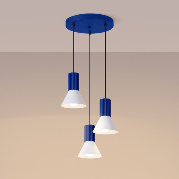 Sollux Lighting Závěsná lampa ESTRIA 3P bílá/ultramarínová