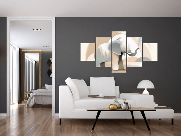 Obraz - Slůně v pastelových barvách (125x70 cm)