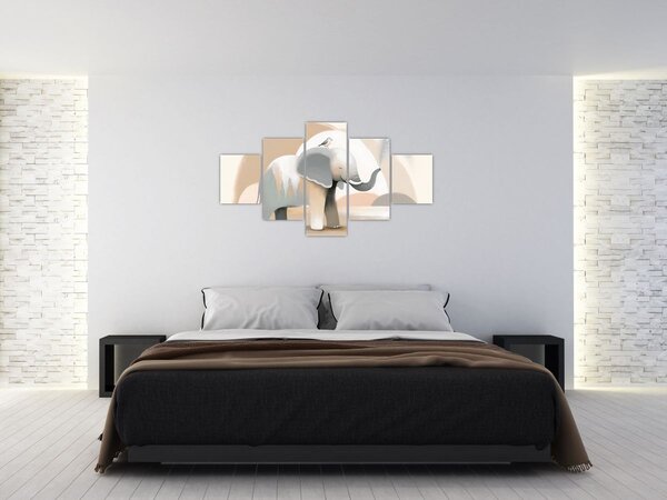 Obraz - Slůně v pastelových barvách (125x70 cm)