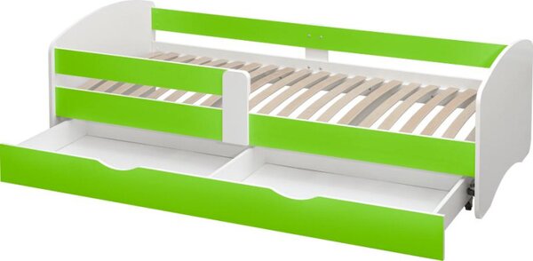 Kondela Postel s roštem a úložným prostorem 80x160, bílá/zelená, COCOLINO