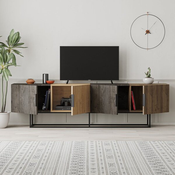 TV stolek v dekoru dubu v přírodní barvě 200x55 cm Titan – Marckeric