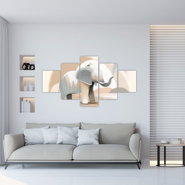 Obraz - Slůně v pastelových barvách (125x70 cm)