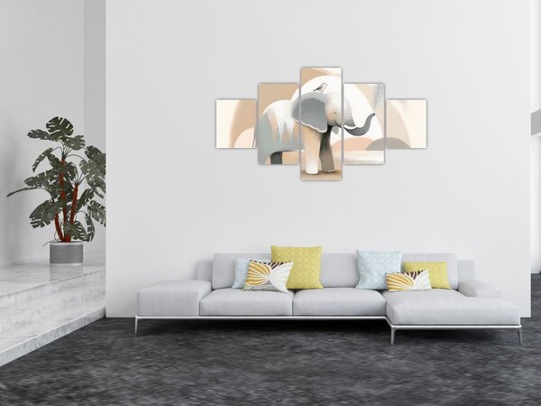 Obraz - Slůně v pastelových barvách (125x70 cm)