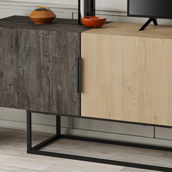 TV stolek v dekoru dubu v přírodní barvě 200x55 cm Titan – Marckeric