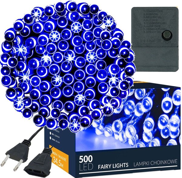 LED světelný řetěz - 34,5m 500LED 8-funkcí IP20 modrá