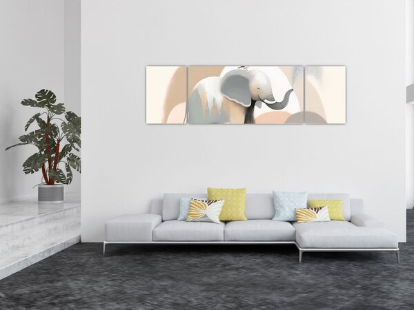 Obraz - Slůně v pastelových barvách (170x50 cm)