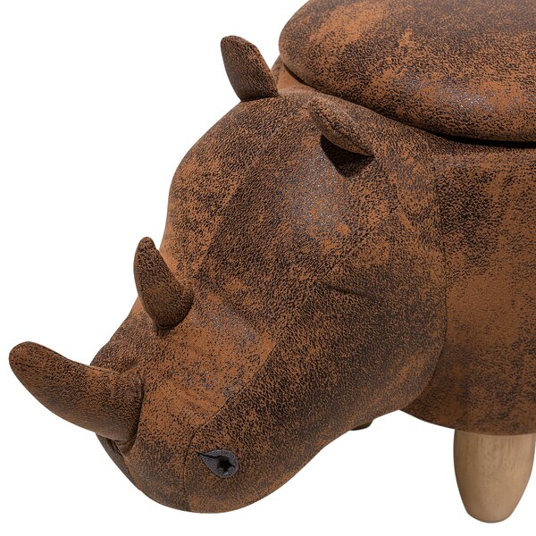 Zvířecí stolička s úložným prostorem RHINO Umělá kůže Světle hnědá Nosorožec