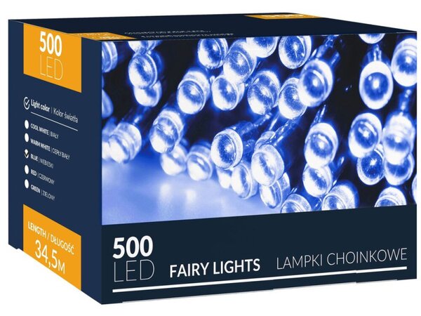 LED světelný řetěz - 34,5m 500LED 8-funkcí IP20 modrá
