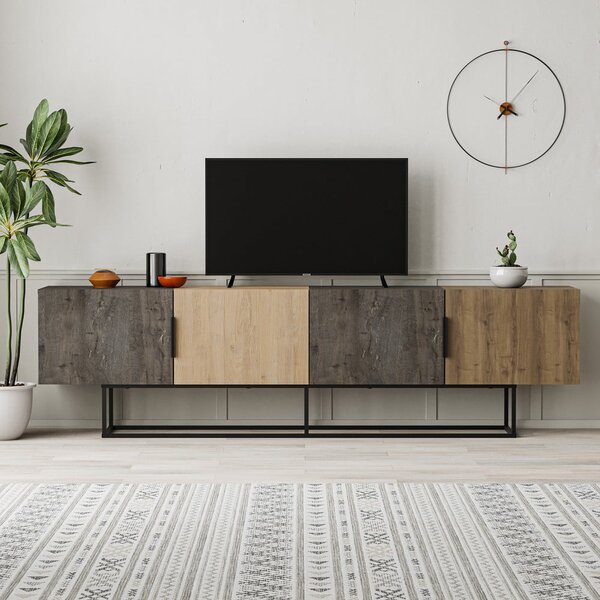TV stolek v dekoru dubu v přírodní barvě 200x55 cm Titan – Marckeric