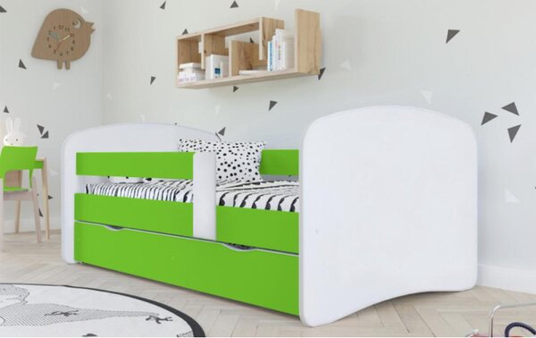Kondela Postel s roštem a úložným prostorem 80x160, bílá/zelená, COCOLINO