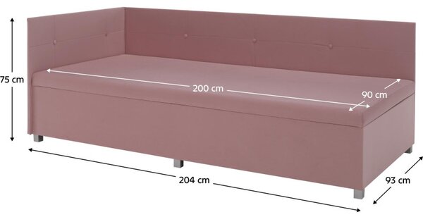 Kondela Válenda AURIA UNI 90x200 s úložným prostorem, růžová Trinity 19