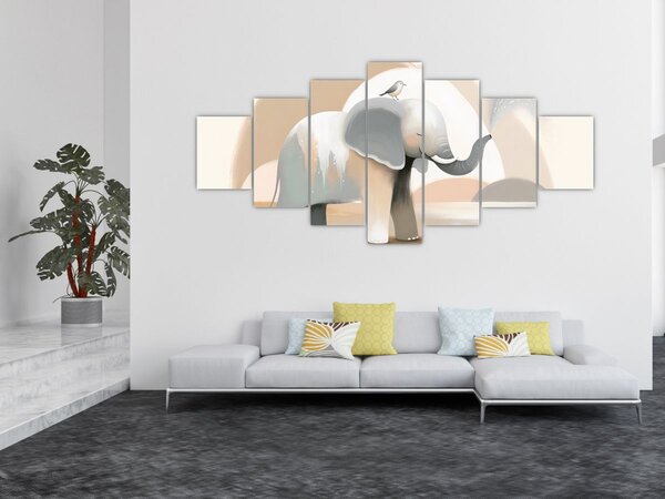 Obraz - Slůně v pastelových barvách (210x100 cm)