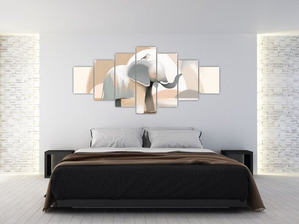 Obraz - Slůně v pastelových barvách (210x100 cm)