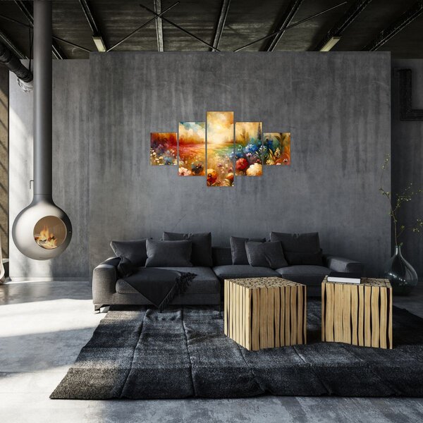 Obraz - Pestrobarevná louka (125x70 cm)