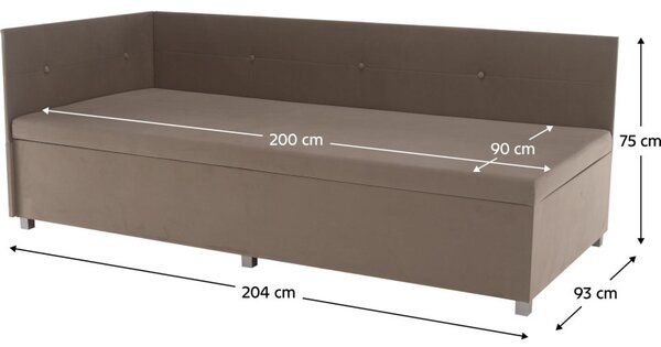 Kondela Válenda AURIA UNI béžovošedá 90x200 s úložným prostorem, Trinity 03