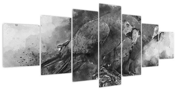 Obraz - Akvareloví papoušci (210x100 cm)